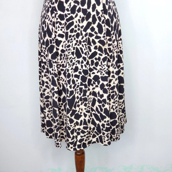 Kasper Black Tan Animal Print Drape Neck Stretchy Sleeveless Classic Dress Sz 4 - Picture 7 of 14